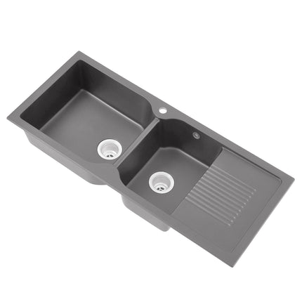 Double Bowl Quartz Resin Composite Kitchen Sink with Waste Kit