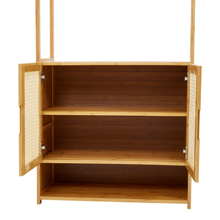 Freestanding Wooden Clothes Rack with Cabinet