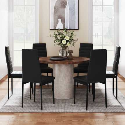 Set of 6 Modern Faux Leather Armless High Back Dining Chairs