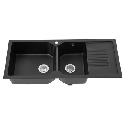 Double Bowl Quartz Resin Composite Kitchen Sink with Waste Kit