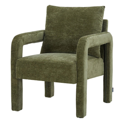 Chenille Upholstered Accent Chair with Lumbar Pillow