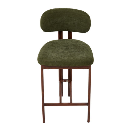 Set of 2 Chenille Upholstered Bar Stools