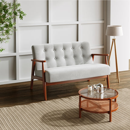 Solid Wooden Frame Upholstered Tufted Sofa