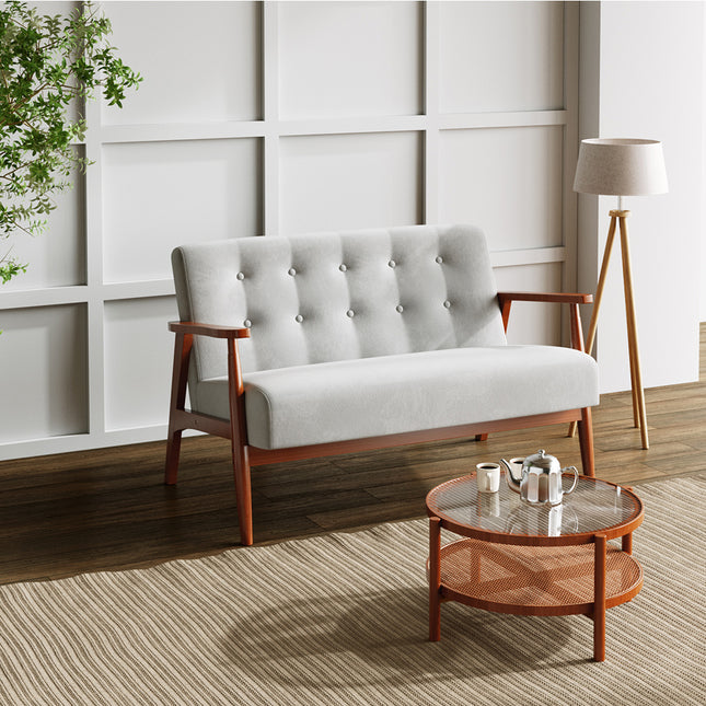 Solid Wooden Frame Upholstered Tufted Sofa