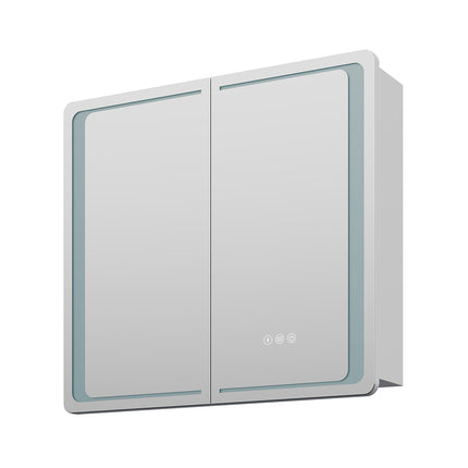 Double-Door Bathroom Mirror Cabinet with LED Lighting