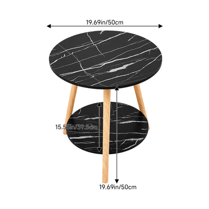 Double-Tier Round Wooden Side Table