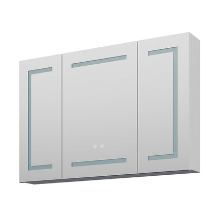 Triple-Door Bathroom Mirror Cabinet with LED Lighting