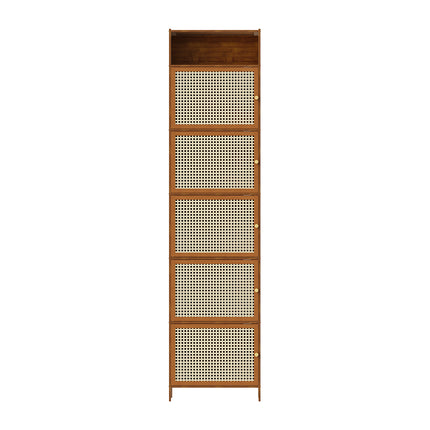 6-Tier Narrow Bookcase Storage Cabinet with Doors