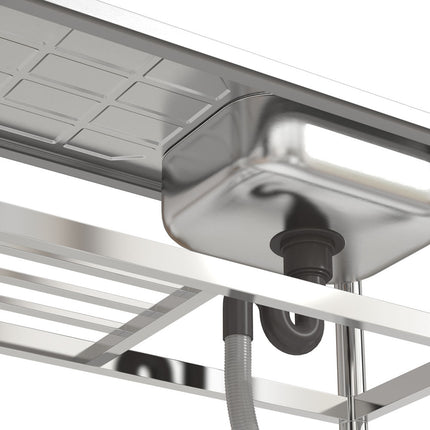 80cm H Stainless Steel Divider Sink with a Shelf and Drainboard