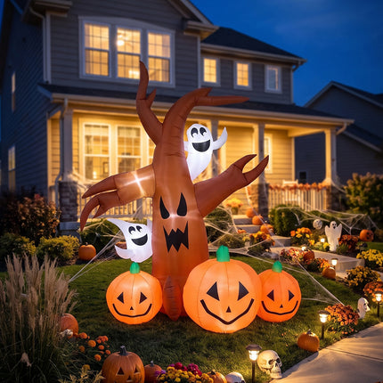 7FT Halloween Inflatable Dead Tree with Ghosts and Pumpkins