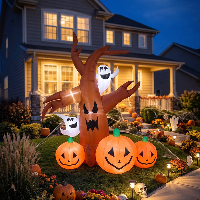 7FT Halloween Inflatable Dead Tree with Ghosts and Pumpkins