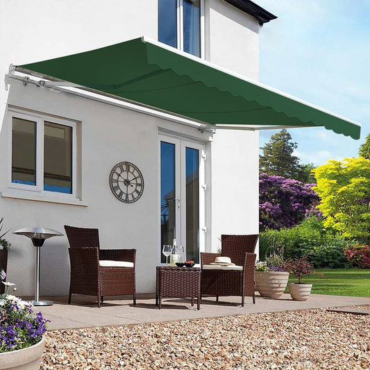 Outdoor Retractable DIY Manual Patio Awning Canopy Garden Shade Shelter Green 350x300CM