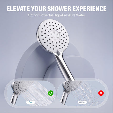 G1/2 Handheld High Pressure Shower Head with 3 Spray Modes & Hose