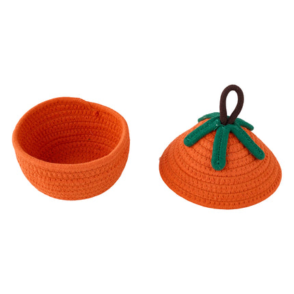 2-Piece Decorative Halloween Pumpkin Woven Baskets with Lids