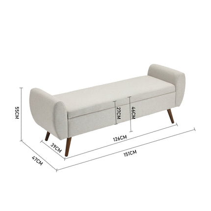 Linen Upholstered Storage Bench