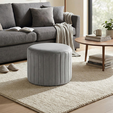 Upholstered Footstool with Anti-slip Foot Pads