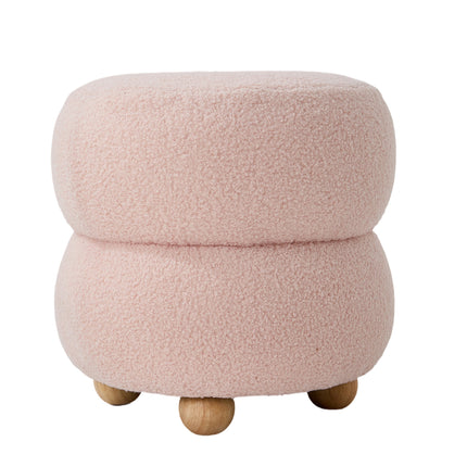 Round Teddy Fleece Upholstered Footstool