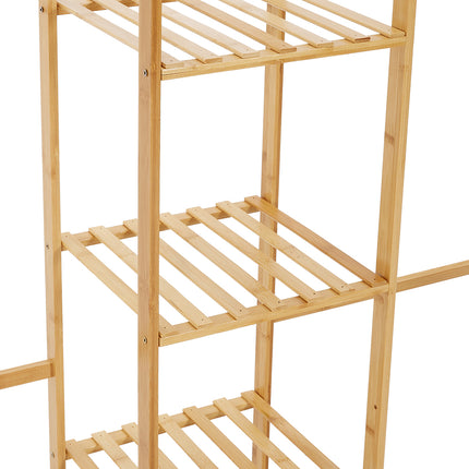 Wooden Clothes Rack with Side Hooks