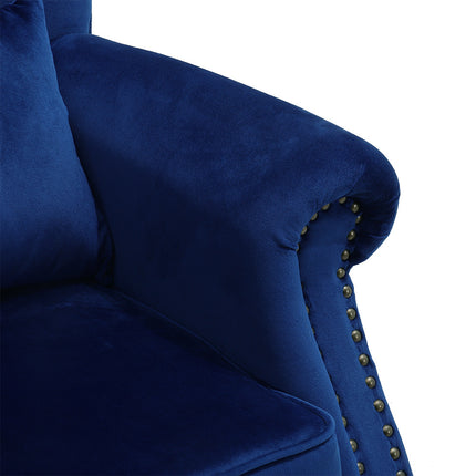 Luxurious Button Armchair with Cushion, Bule, Grey