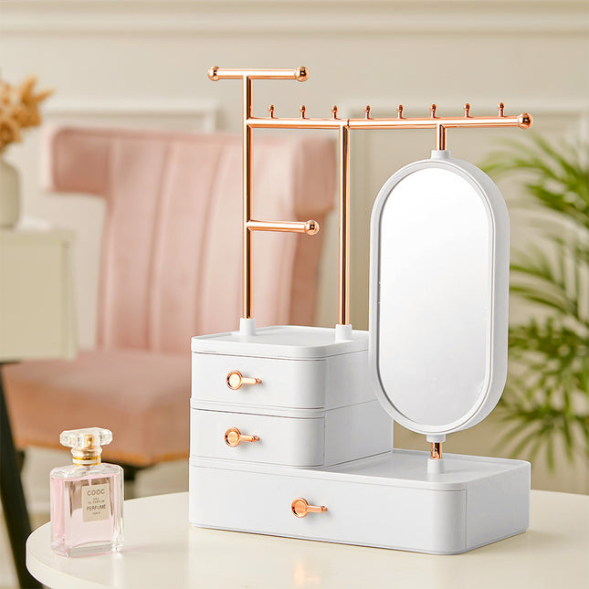 Jewelry Organizer Makeup Storage Box Necklace Eearring Display