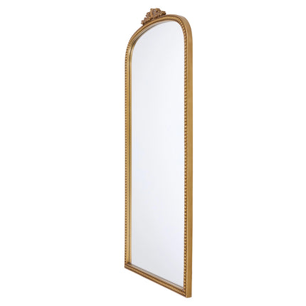 Gold Arched Decorative Vanity Mirror with Carved Frame