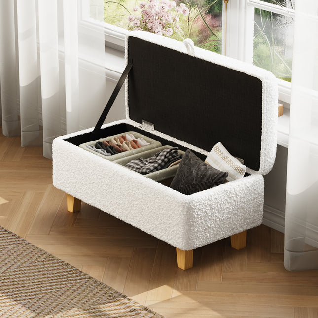 Teddy Fleece Upholstered Storage Ottoman