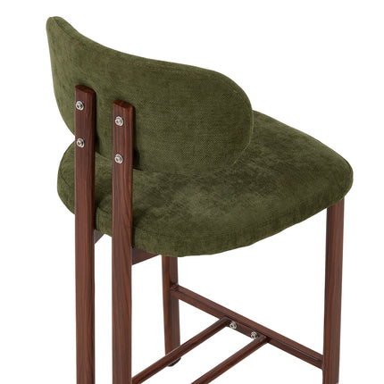 Set of 2 Chenille Upholstered Bar Stools