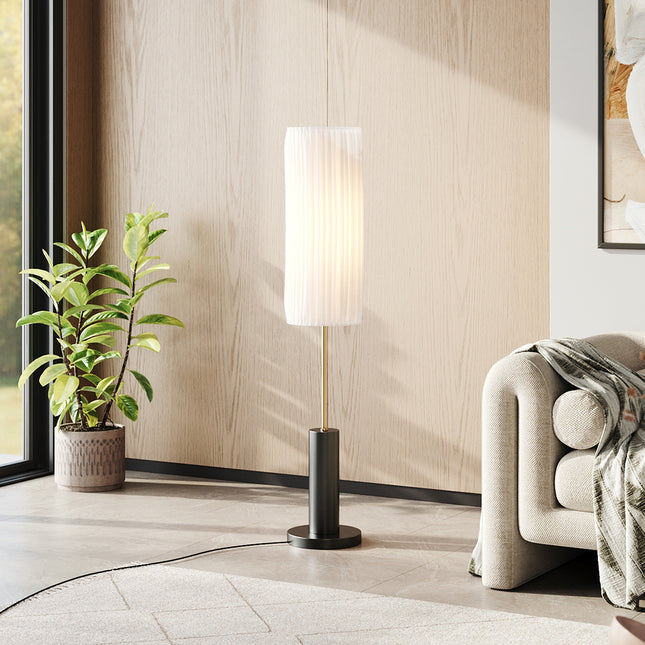 Simple Retro Floor Lamp with Fabric Lampshade