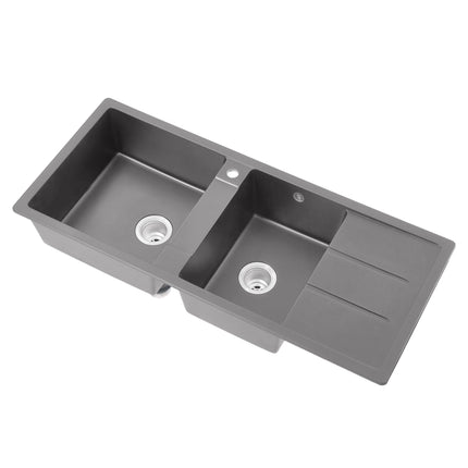 Double Bowl Quartz Resin Composite Kitchen Sink with Waste Kit