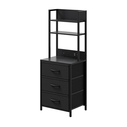 3-Drawer Nightstand with Charging Station & RGB Light Strip