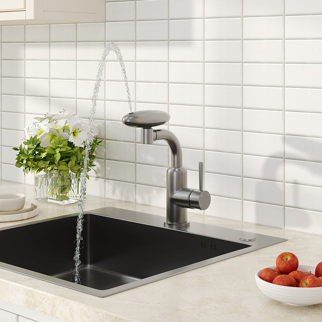 G1/2 Pull-out Sprayer Retractable Kitchen Faucet with 4 Modes