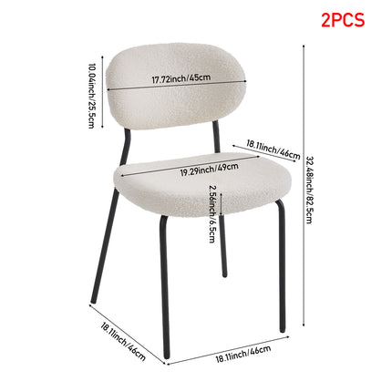 2Pcs Upholstered Dining Chair with Metal Frame