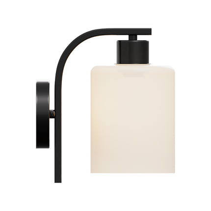 Black Iron Wall Light with Glass Shade