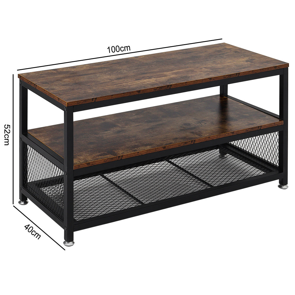 Industrial Rustic Wood Console Table with Storage Shelf