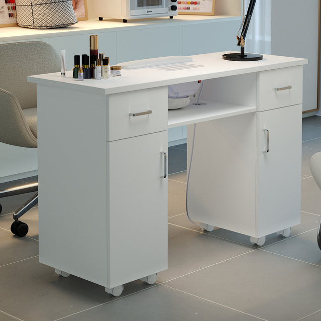 White Manicure Table with Electric Dust Extractor 120cm