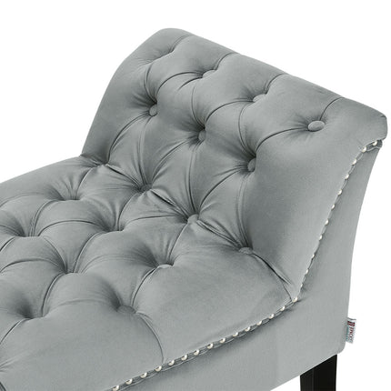 Grey Velvet Upholstered Bedroom Bench