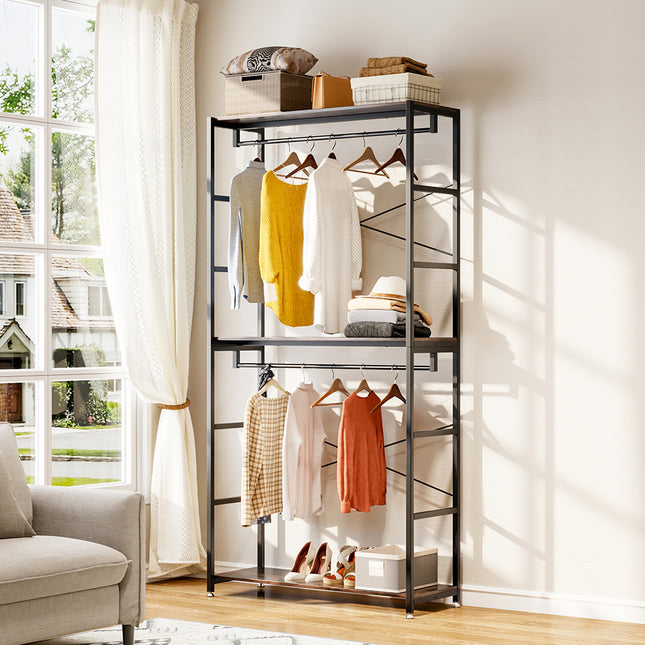 2 Tier Clothing Rack with Storage Shelves