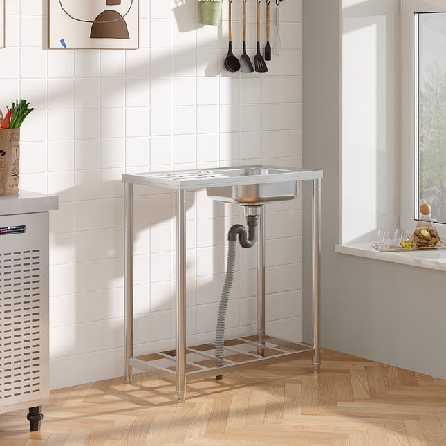 Free Standing Stainless Steel Single Bowl Sink