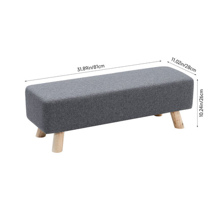 Rectangular Upholstered Linen Shoe Changing Bench with Rubberwood Legs