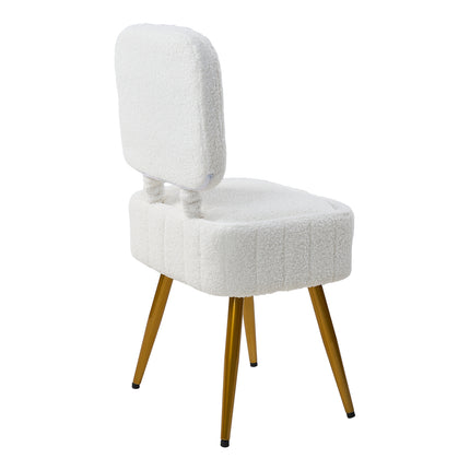 Teddy Fleece Vanity Chair with Storage & Folding Backrest
