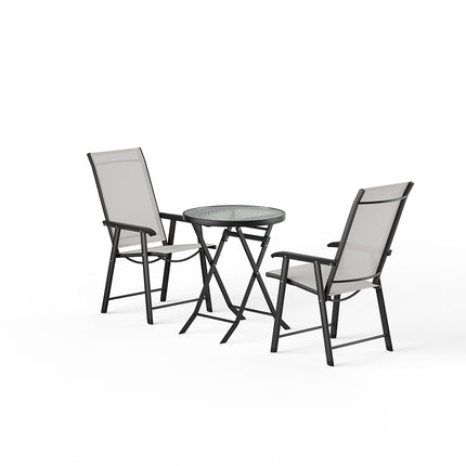 Metallic-Frame and Fabric Outdoor Foldable Chairs Set of 2