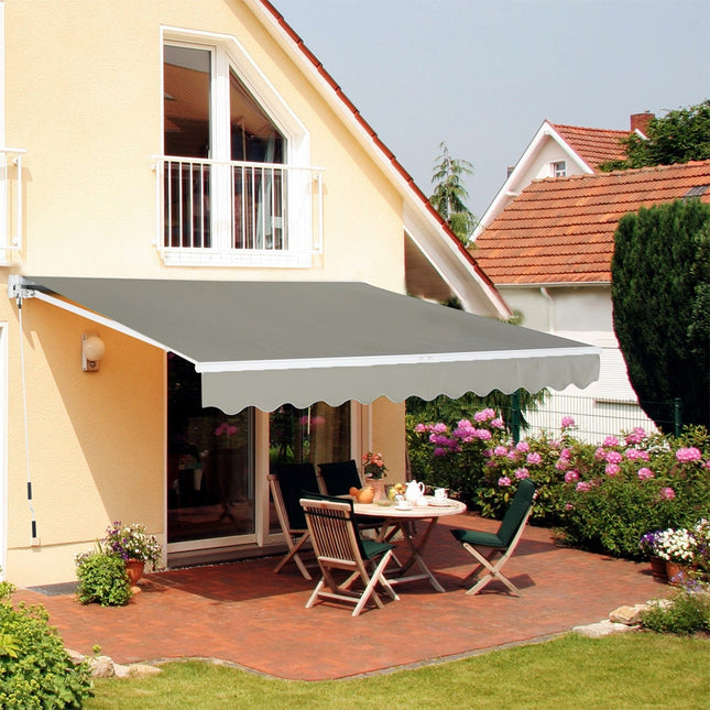 Outdoor Retractable DIY Manual Patio Awning Canopy Garden Shade Shelter, Grey 250x200CM