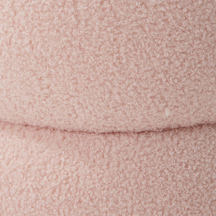 Round Teddy Fleece Upholstered Footstool
