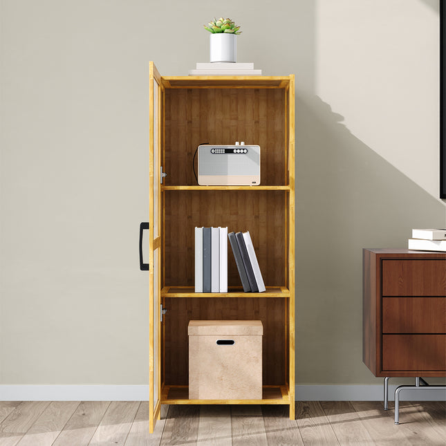 3-Tier Narrow Bookcase Storage Cabinet with Acrylic Door