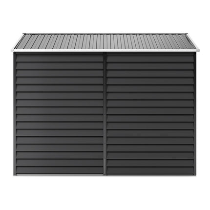Charcoal Steel Tool Shed with Front Windows and Ventilation