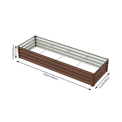 180cm x 60cm Rectangular Galvanized Steel Raised Garden Bed