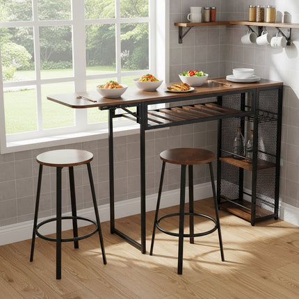 3-Piece Bar Table Set with Two Bar Stools