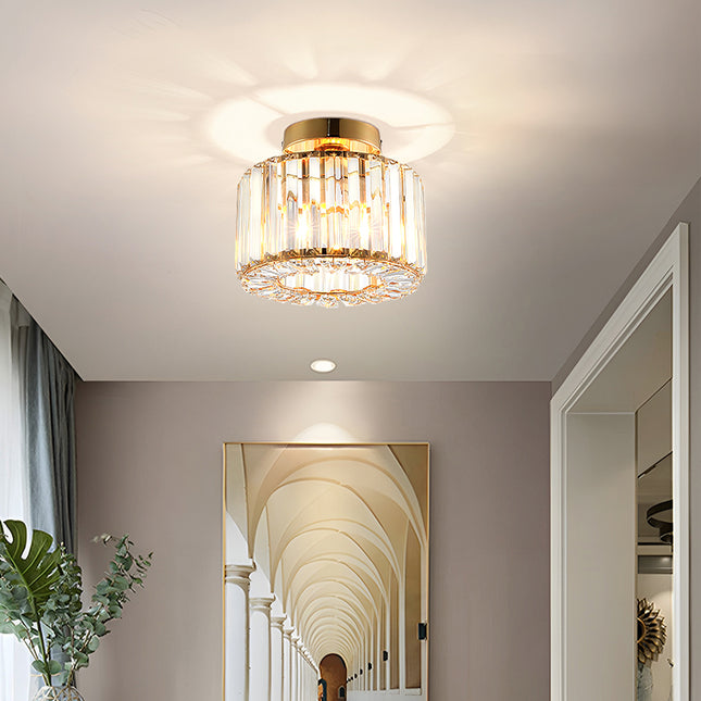 Gold 23cm Crystal Ceiling Light for Living Room and Balcony