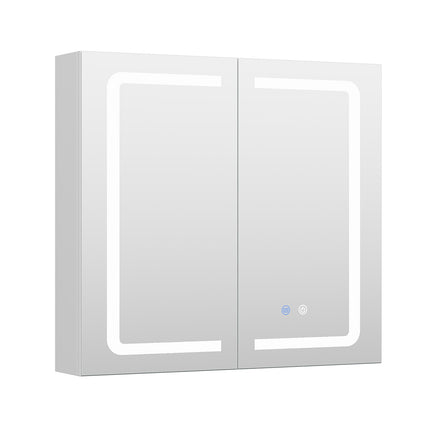 Double-Door Bathroom Mirror Cabinet with LED Lighting