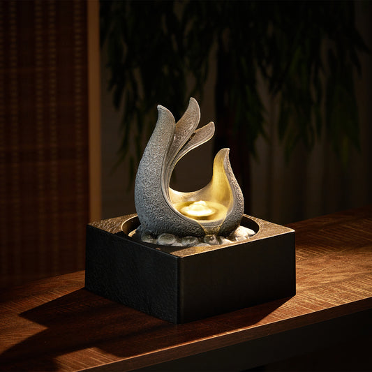 Tabletop Resin Water Feature with LED Light Home Decoration